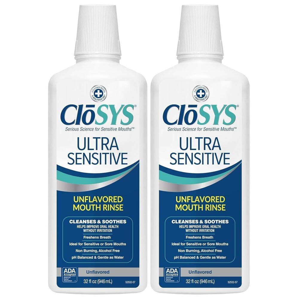 2-Pack CloSYS Ultra Sensitive Mouthwash 32oz Unflavored Mouth Rinse Alcohol Free